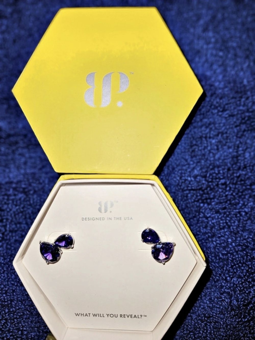 Bomb Party Life Well Lived Black Onyx CZ Earrings Purple NWT